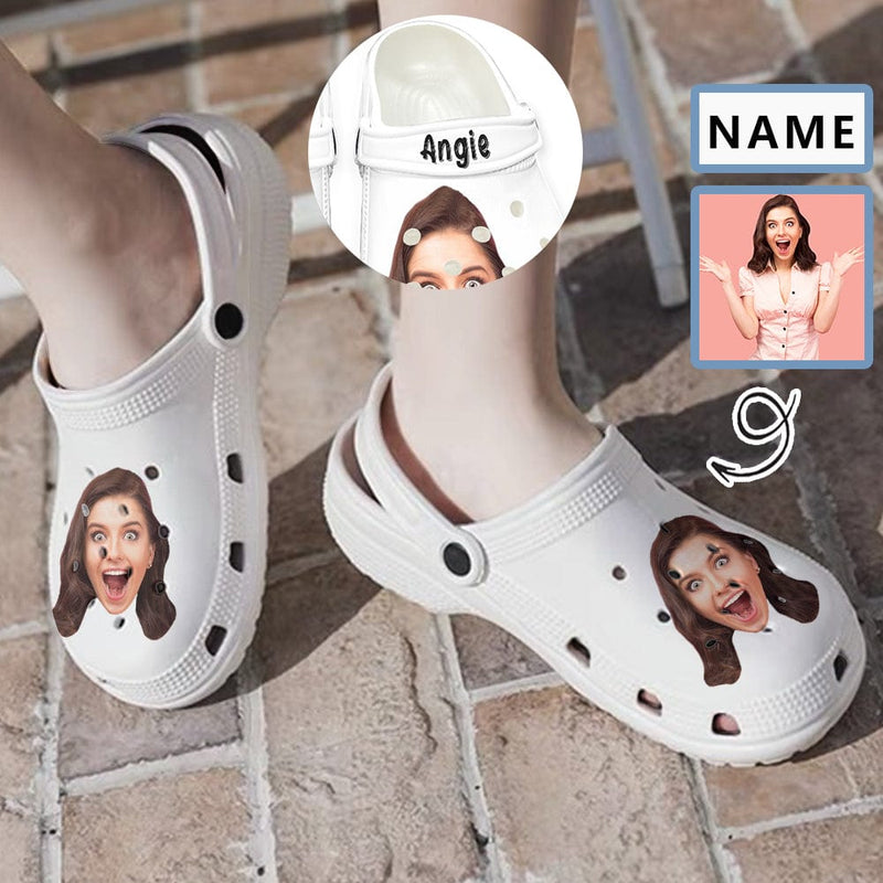 Custom Face&Name Hole Shoes Personalized Photo Clog Shoes Unisex Adult Funny Slippers