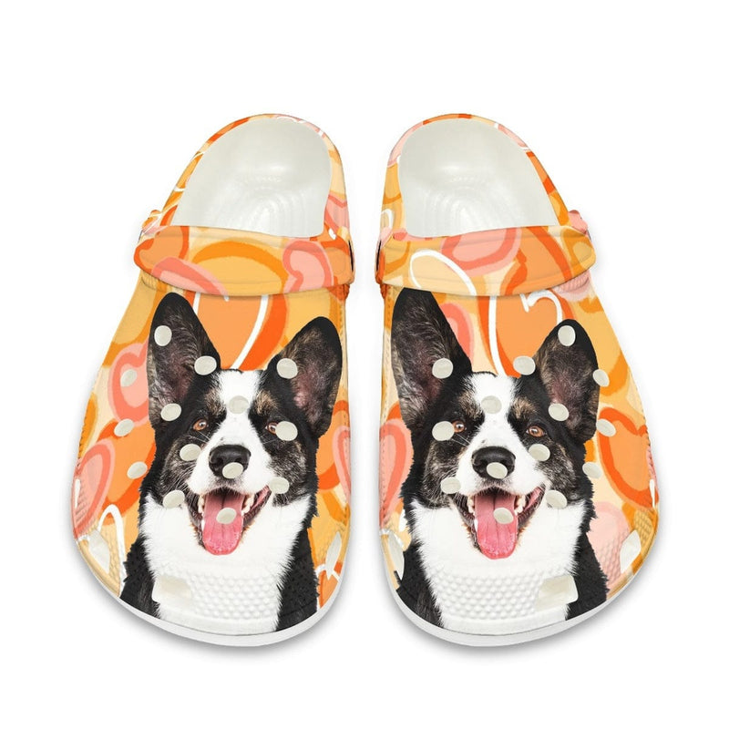 Custom Pet Face Orange Hole Shoes Personalized Photo Clog Shoes Unisex Adult Funny Slippers