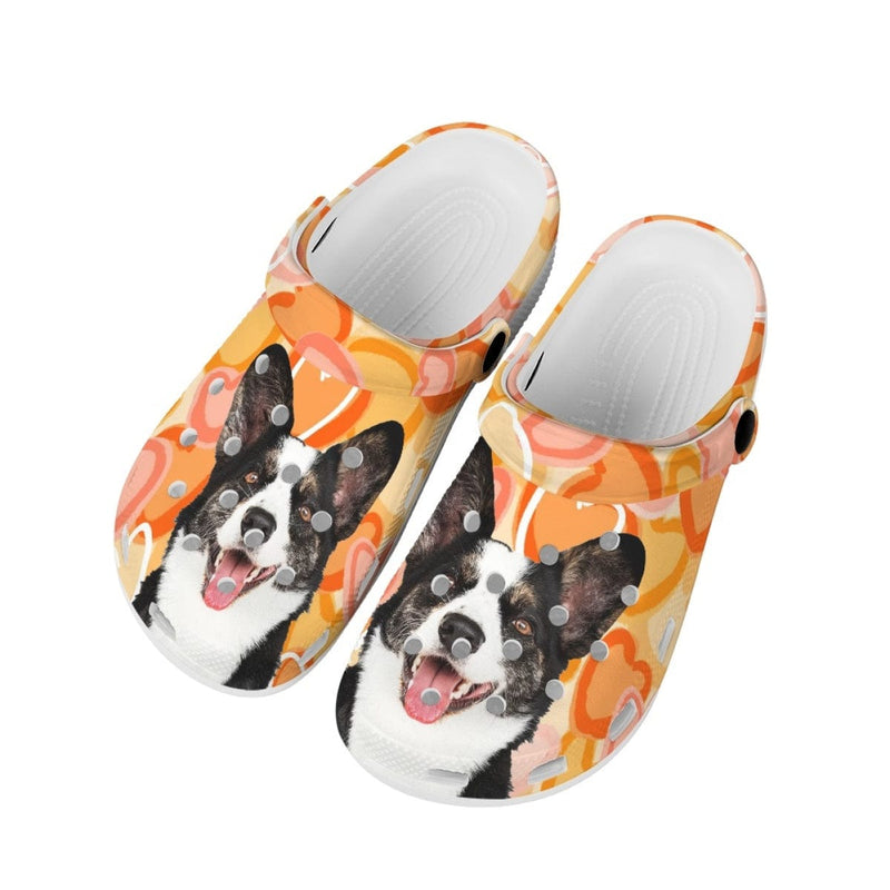 Custom Pet Face Orange Hole Shoes Personalized Photo Clog Shoes Unisex Adult Funny Slippers