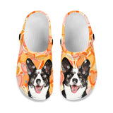 Custom Pet Face Orange Hole Shoes Personalized Photo Clog Shoes Unisex Adult Funny Slippers