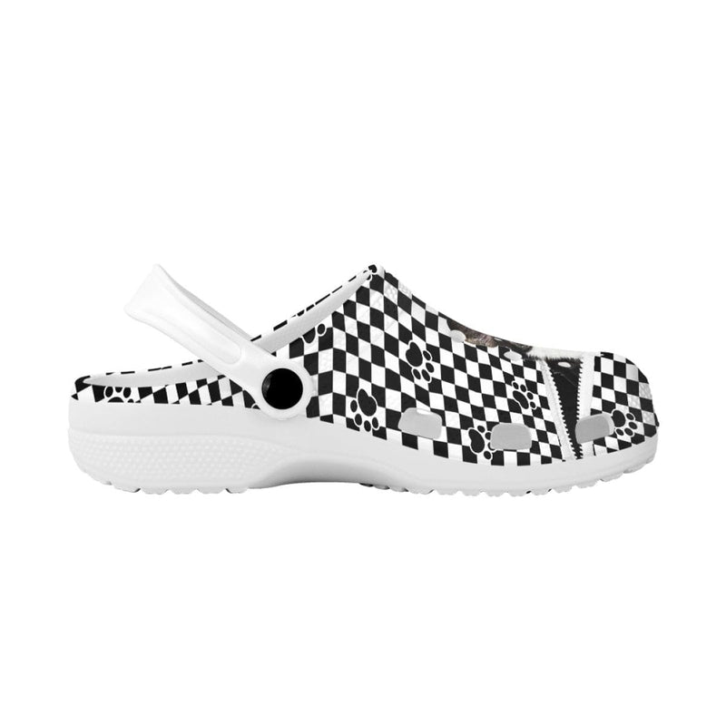 Custom Custom Face Black&White Grid Zipper Hole Shoes Personalized Photo Clog Shoes Unisex Adult Funny Slippers (DHL is not supported) - YesCustom