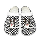 Custom Custom Face Black&White Grid Zipper Hole Shoes Personalized Photo Clog Shoes Unisex Adult Funny Slippers (DHL is not supported) - YesCustom