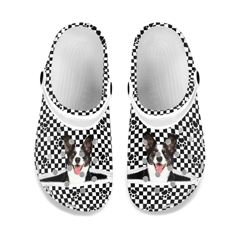 Custom Custom Face Black&White Grid Zipper Hole Shoes Personalized Photo Clog Shoes Unisex Adult Funny Slippers (DHL is not supported) - YesCustom