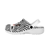 Custom Custom Face Black&White Grid Zipper Hole Shoes Personalized Photo Clog Shoes Unisex Adult Funny Slippers (DHL is not supported) - YesCustom