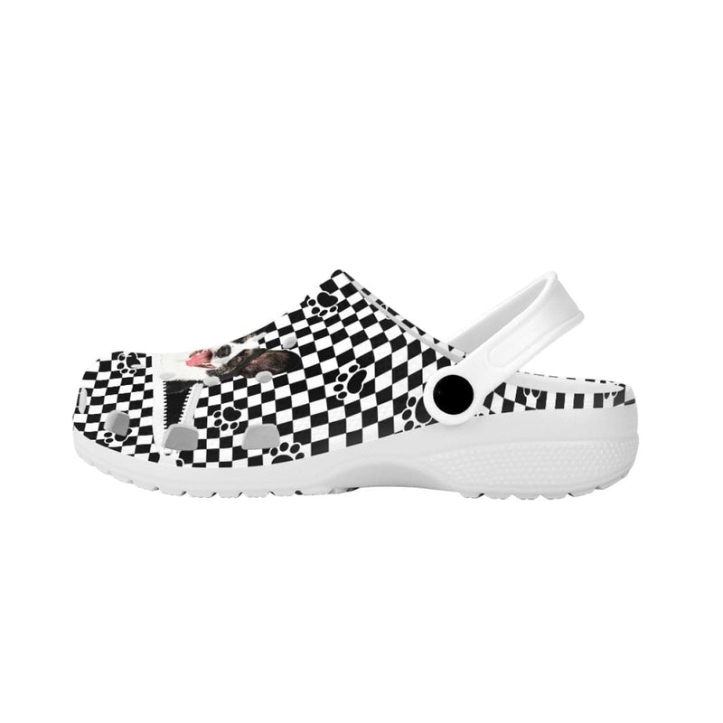 Custom Custom Face Black&White Grid Zipper Hole Shoes Personalized Photo Clog Shoes Unisex Adult Funny Slippers (DHL is not supported) - YesCustom