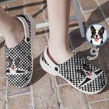 Custom Custom Face Black&White Grid Zipper Hole Shoes Personalized Photo Clog Shoes Unisex Adult Funny Slippers (DHL is not supported) - YesCustom