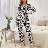 Custom Face Unisex Hooded Onesie Jumpsuits With Pocket For Family Personalized Cow Pattern Zip One-piece Pajamas