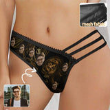 Custom Custom Face Golden Rose Women's Low Waist Mesh Briefs Personalized Underwear Panties for Women - YesCustom