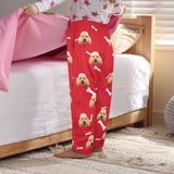 Coral Fleece Pajama Pants Custom Face Dog Bones Pants