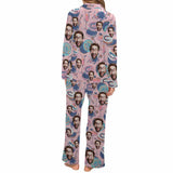 Custom Face Women's Cotton&Satin Pajama Set Personalized Long Sleeve Pajamas Set