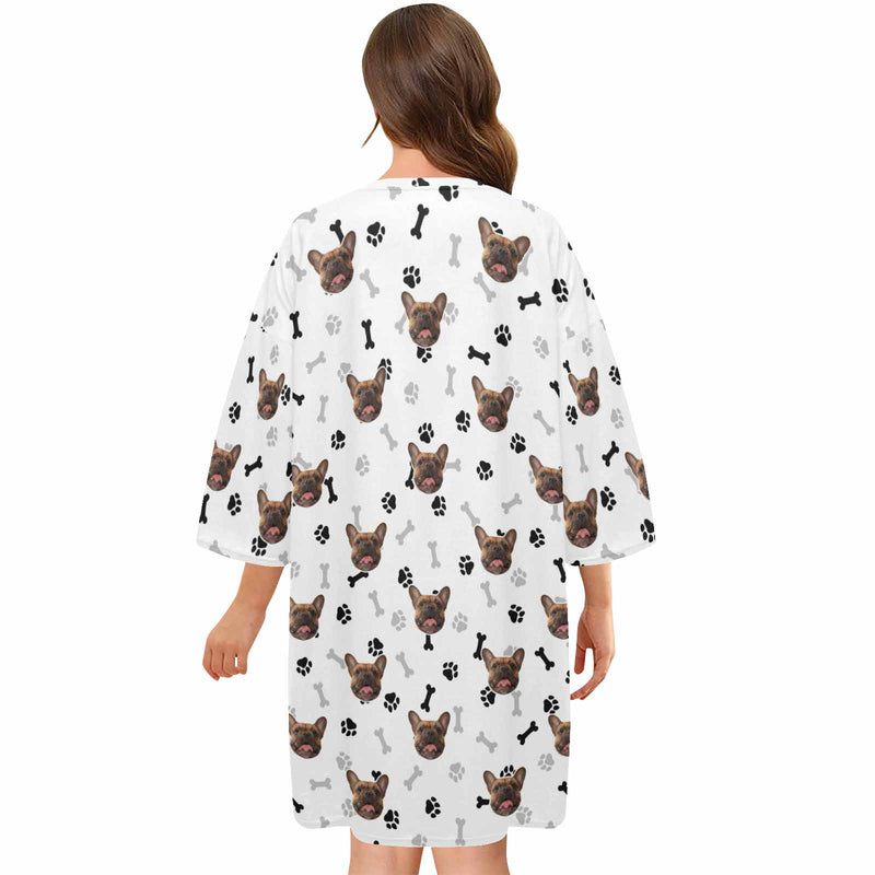 Custom Pet Face Nightdress Oversized Sleep Tee Personalized Women's Loose Sleepwear