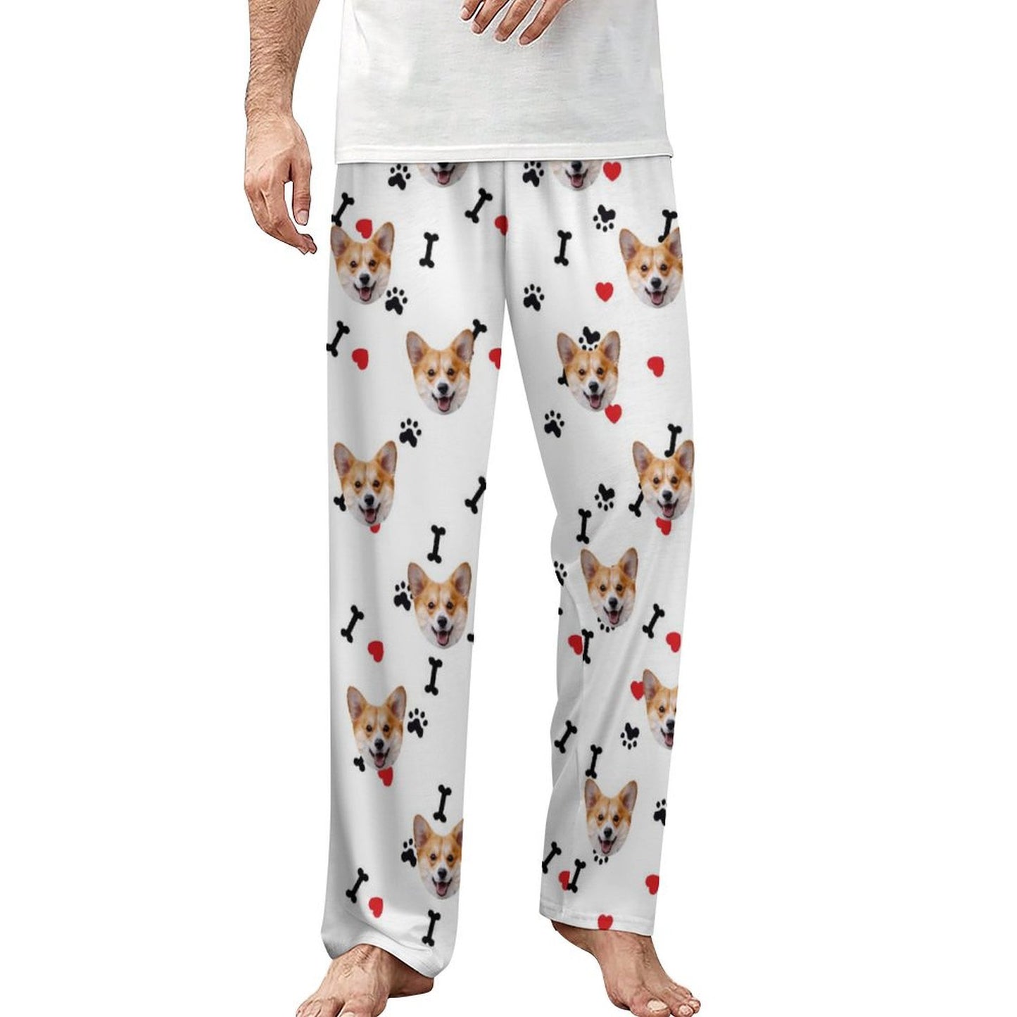 Personalized Unisex Pajama Pants Custom Face Bones Background Pants For Couples