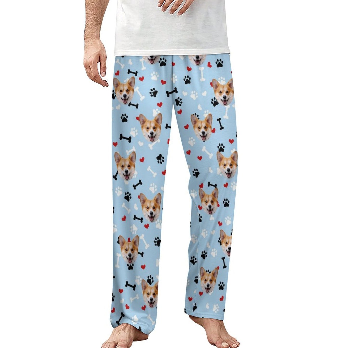 Personalized Unisex Pajama Pants Custom Face Bones Background Pants For Couples