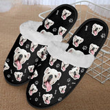 Unisex Pajama Pants&Slippers Custom Dog Face Slumber Party Unisex Long Pajama Pants for Pet Lovers