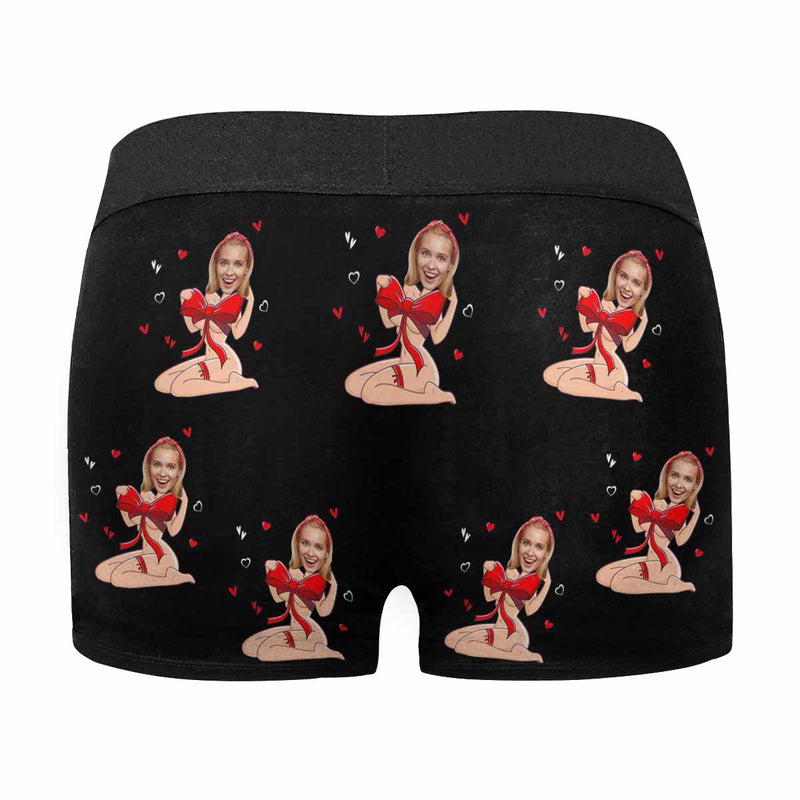 Personalized Face Men's Boxer Briefs Custom Face Bow Tie Underwear Valentine's Day Gift