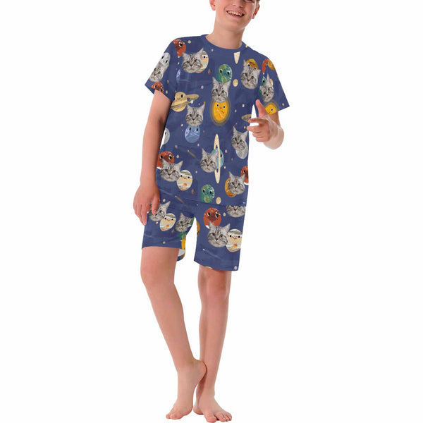 Custom Face 2-15Y Kids Pajama Set Personalized Photo Short Sleeve Pajama Set