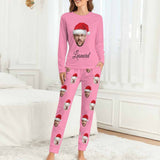 Custom Face Crew Neck Long Sleeve Pajama Sets Personalized Face&Name Pajamas For Family