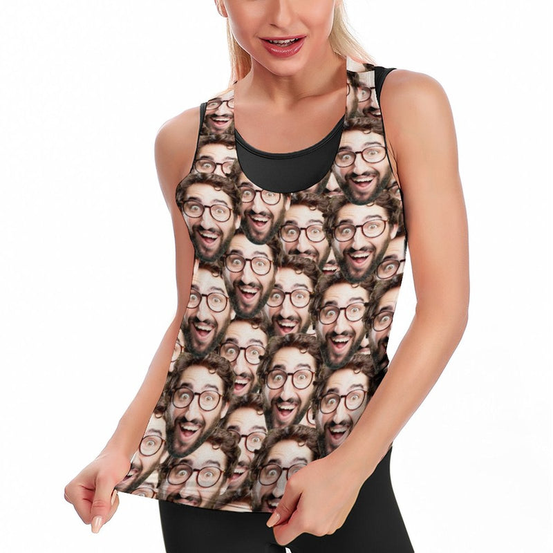 Custom Boyfriend Face Women's Vest Personalized Face Yoga Wear Gift