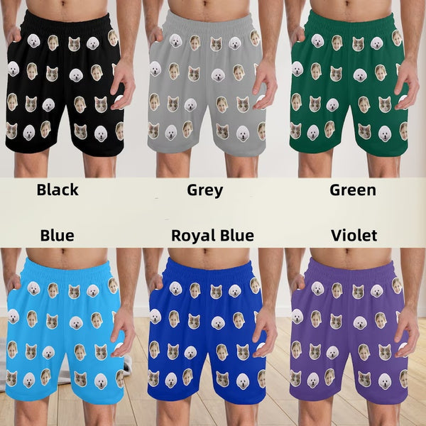 Custom Face Solid Colors Pajama Shorts For Men&Women