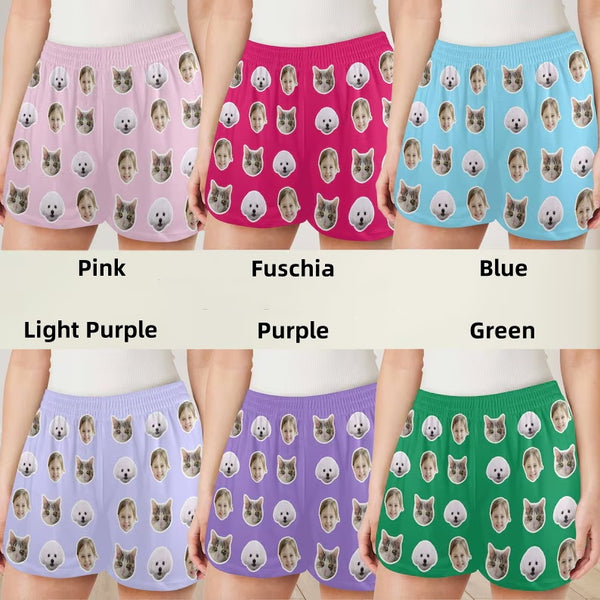 Custom Face Solid Colors Pajama Shorts For Men&Women