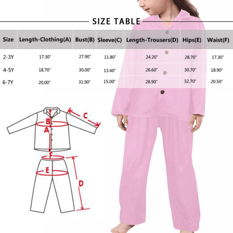 Custom Face Kids Pink Pajamas Personalized 2-15Y Girls Two Face Pajamas Set Sleepwear