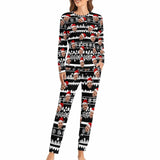 Custom Boyfriend Face Christmas Pattern Sleepwear Personalized Women's Slumber Party Crewneck Long Pajamas Set