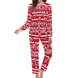 Custom Boyfriend Face Christmas Pattern Sleepwear Personalized Women's Slumber Party Crewneck Long Pajamas Set