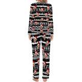 Custom Boyfriend Face Christmas Pattern Sleepwear Personalized Women's Slumber Party Crewneck Long Pajamas Set