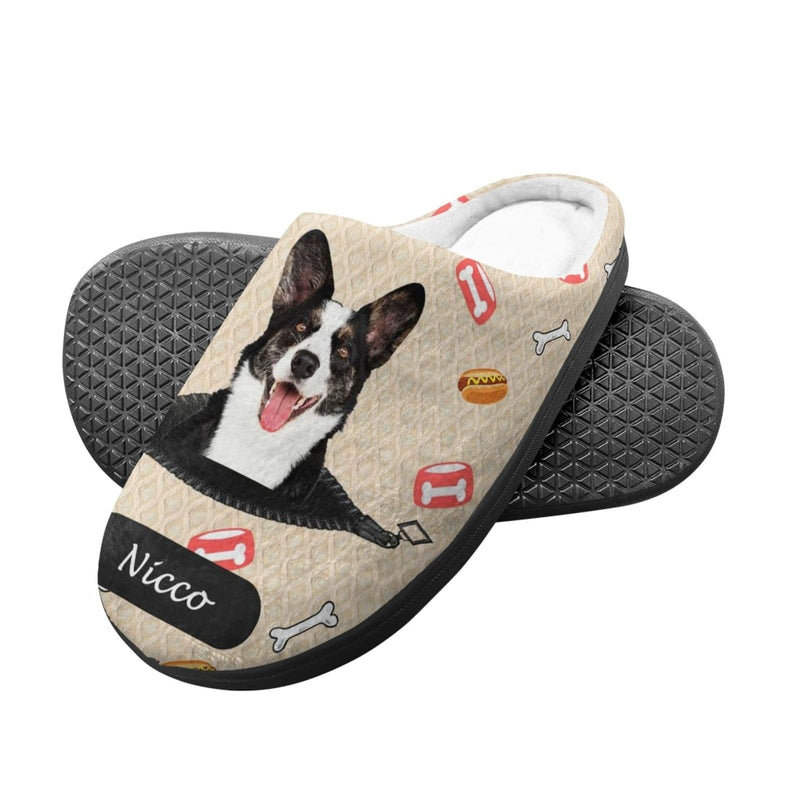 Custom Pet Face&Name Cotton Slippers for Adult&Kids Personalized Non-Slip Slippers Warm House Shoes