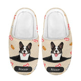 Custom Pet Face&Name Cotton Slippers for Adult&Kids Personalized Non-Slip Slippers Warm House Shoes