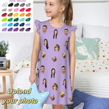 Custom Face Solid Color Little Girl's Nightdress Pajamas