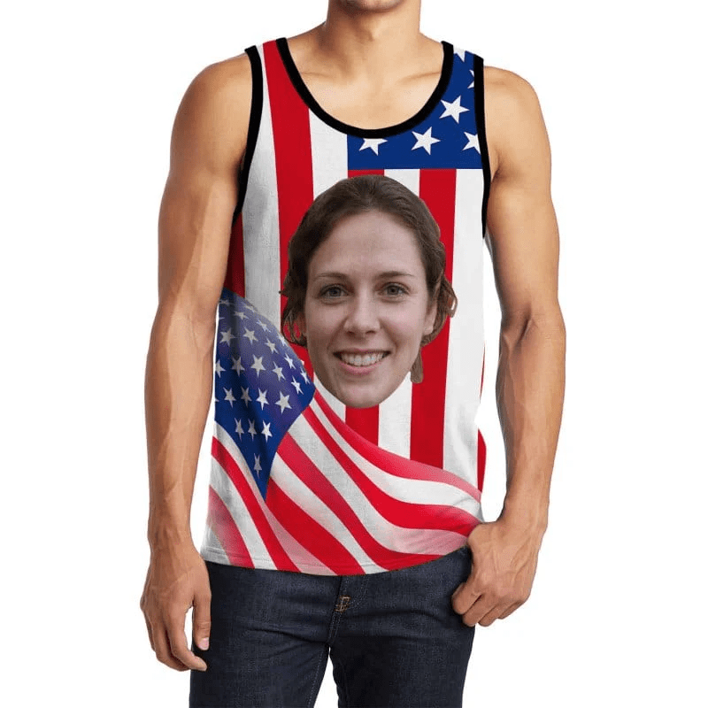 Custom Face Flag Tops Personalized Star Women's All Over Print Tank Top for Independence Day