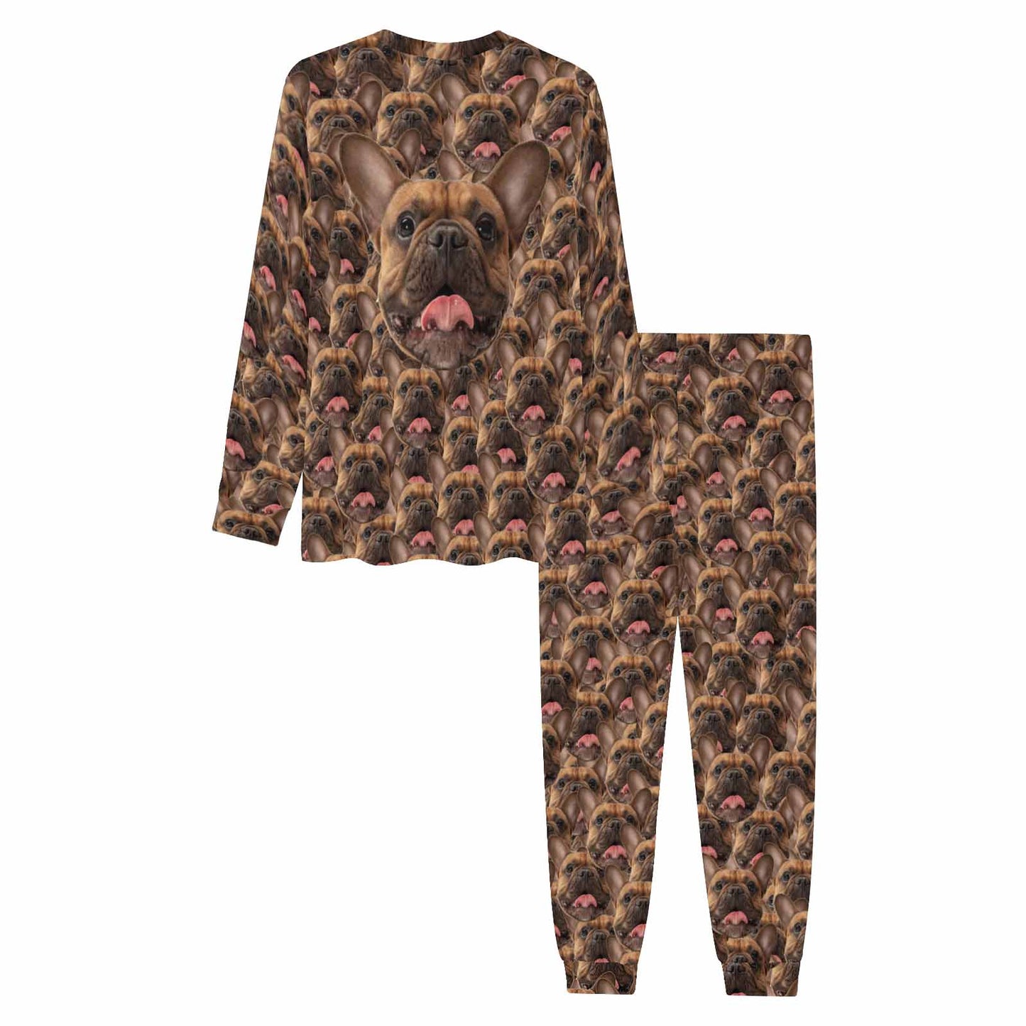 Custom Dog Face Pajamas Set&Pillow Personalized Men's Crew Neck Long Sleeve Face Pajamas Set