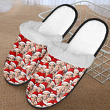 Custom Face Christmas Fuzzy Slippers For Women&Men Personalized Christmas Slippers Gifts