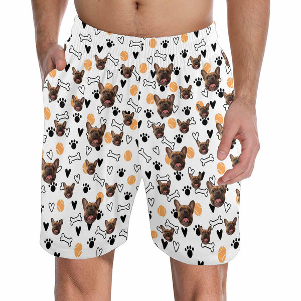 Custom Face Pajama Shorts For Men Personalized Pet Face Sleepwear Shorts