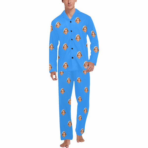 Custom Face Men's Pajama Set Personalized Face Long Sleeve&Short Sleeve Pajamas Set