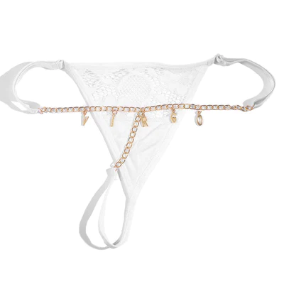 Personalized DIY Name Alphabet Underwear Waist Body Jewelry Women G-String Panties Golden Body Chain