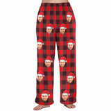 Coral Fleece Couple Pajama Pants Personalized Any Face Red Christmas Pajama Pants For Men&Women