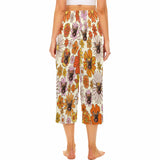 Custom Face Cropped Pajama Pants For Women Personalized Face Flowers Pajama Pants