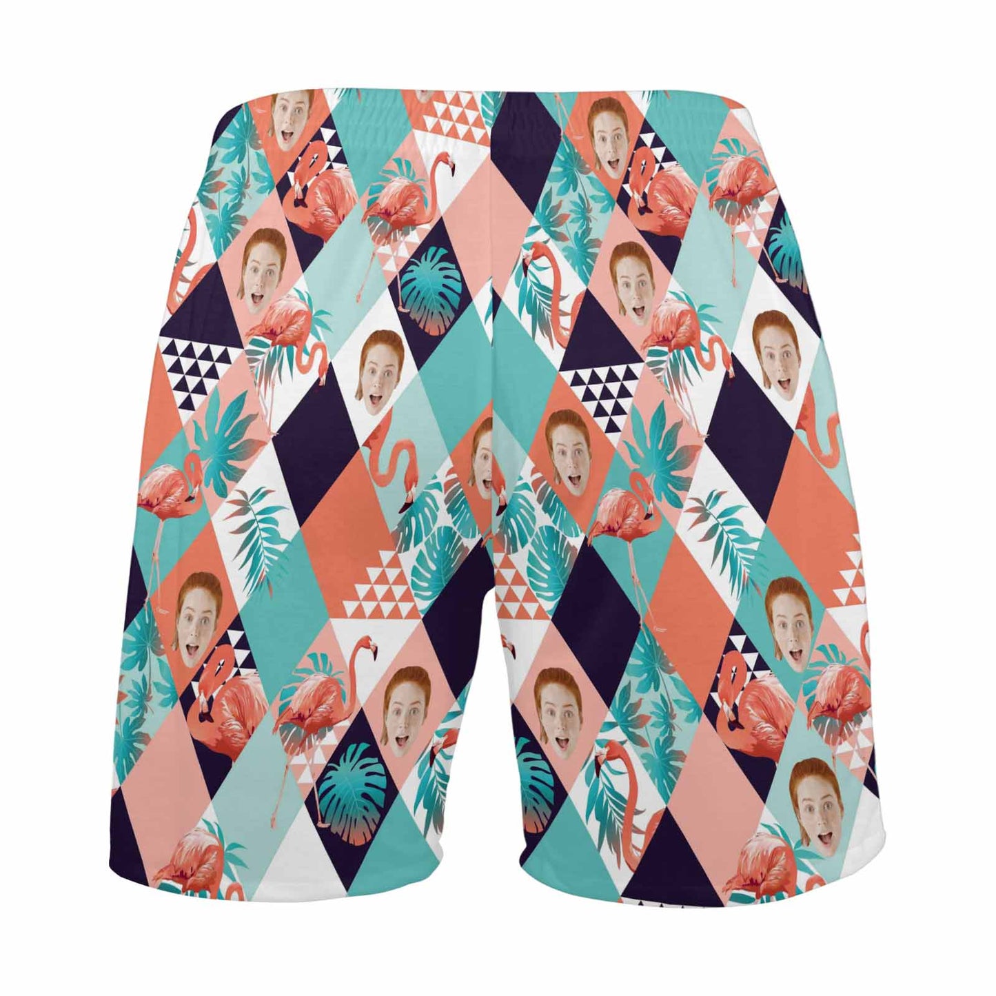 Custom Face Pajama Shorts Personalized Men's Face Flamingo Pajama Shorts