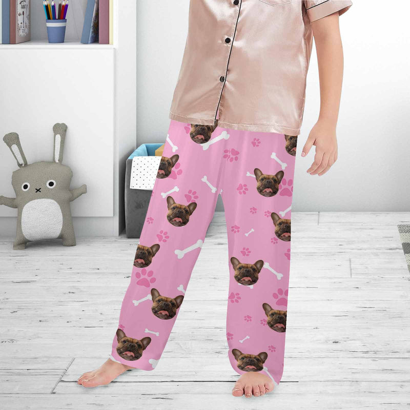 Kids Pants# Custom Dog Face Kid's Pajama Pants Personalized 5 Colors Pajama Pants