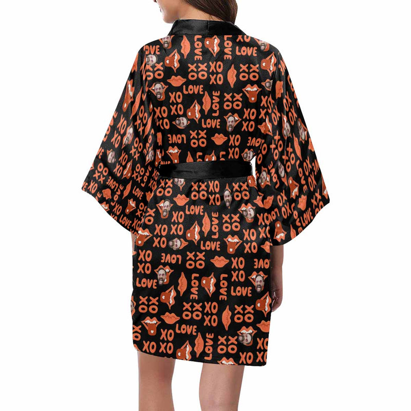 Custom Face XXOO Pajama Robe Personalized Women's Face Robe Pajama Sleepwear