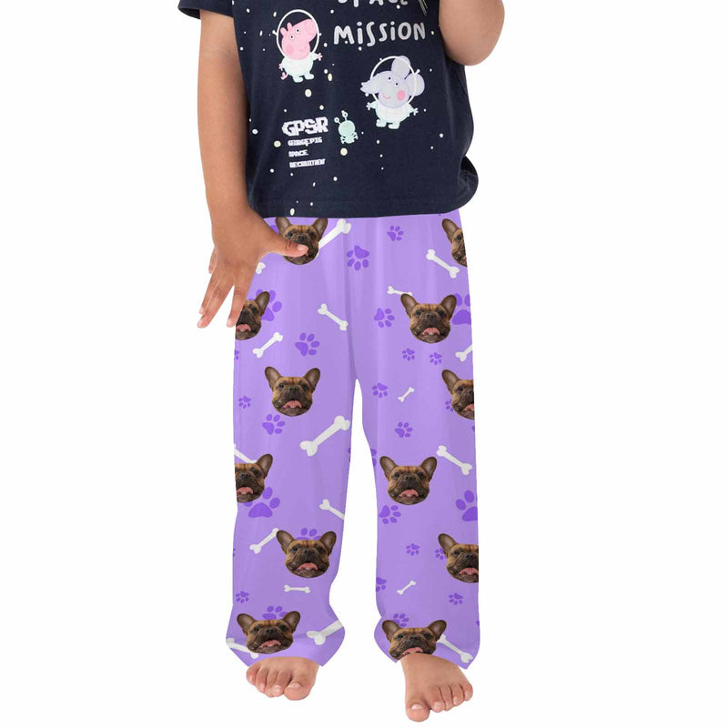 Kids Pants# Custom Dog Face Kid's Pajama Pants Personalized 5 Colors Pajama Pants