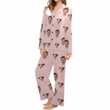 Custom Face Women's Pajama Set Personalized Face Long Sleeve Pajamas Set