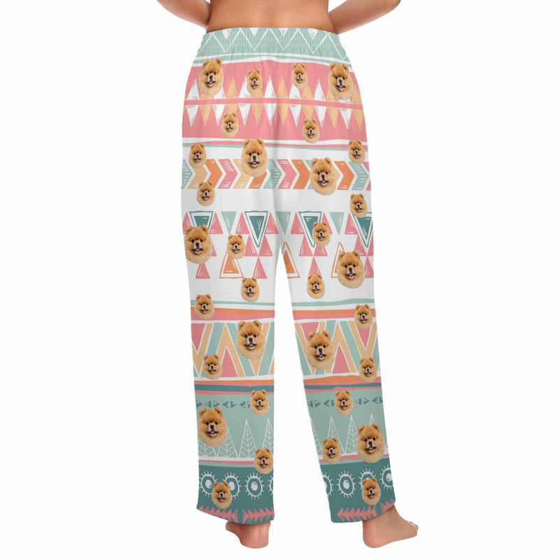 Custom Dog Face Pajama Pants Personalized Women's Face Pajama Trousers