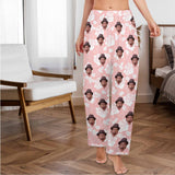 Custom Face Pink Pajama Pants Personalized Photo Face Women Pajama Pants