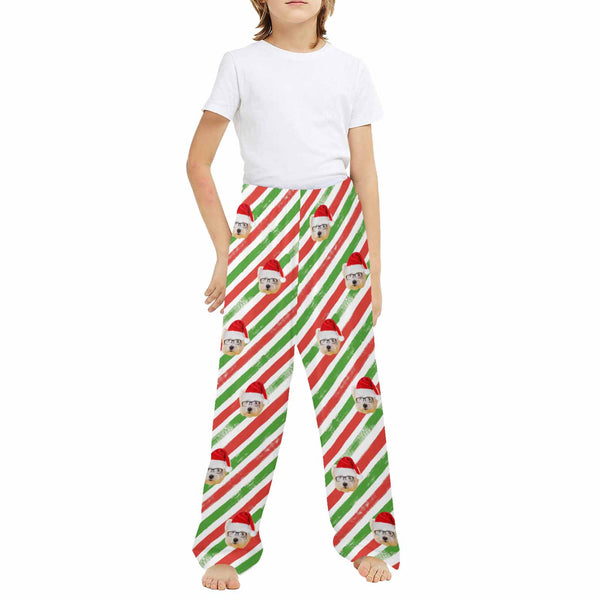 Custom Any Face Kids 2Y-15Y Pajama Pants Personalized Face Christmas Pajama Pants