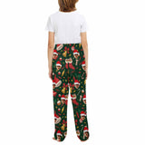 Custom Any Face Kids Pants 2Y-15Y Personalized Face Christmas Green Pajama Pants