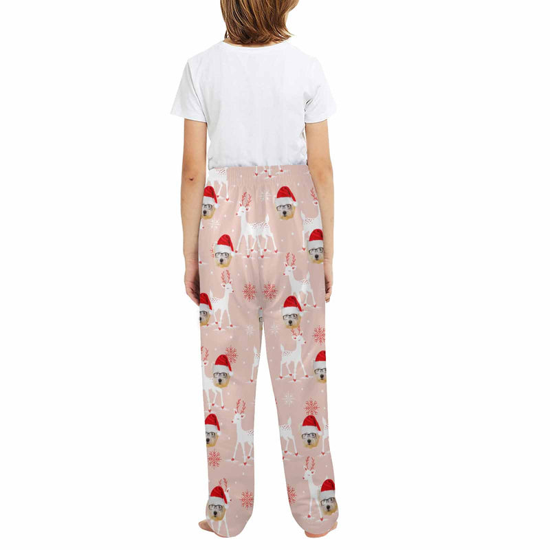 Custom Any Face Kids Pajama Pants 2Y-15Y Personalized Face Christmas Pajama Pants 2 Colors