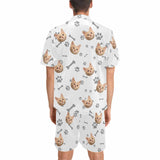 Custom Cat Face Pajamas Set Personalized Men's Short Sleeve Pajamas Set Loungewear